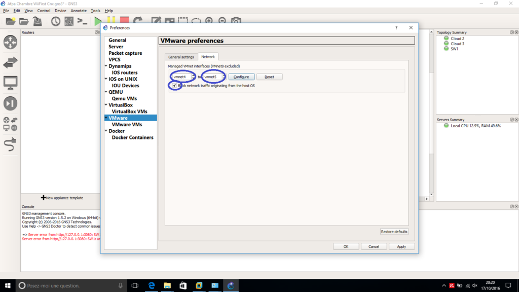 fix interface in GNS3